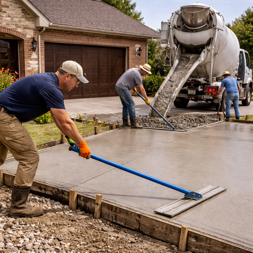 concrete driveway install